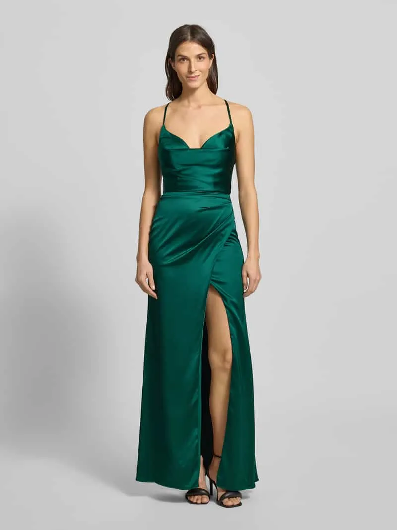 LUXUAR FASHION Avondjurk met loopsplit Smaragdgroen