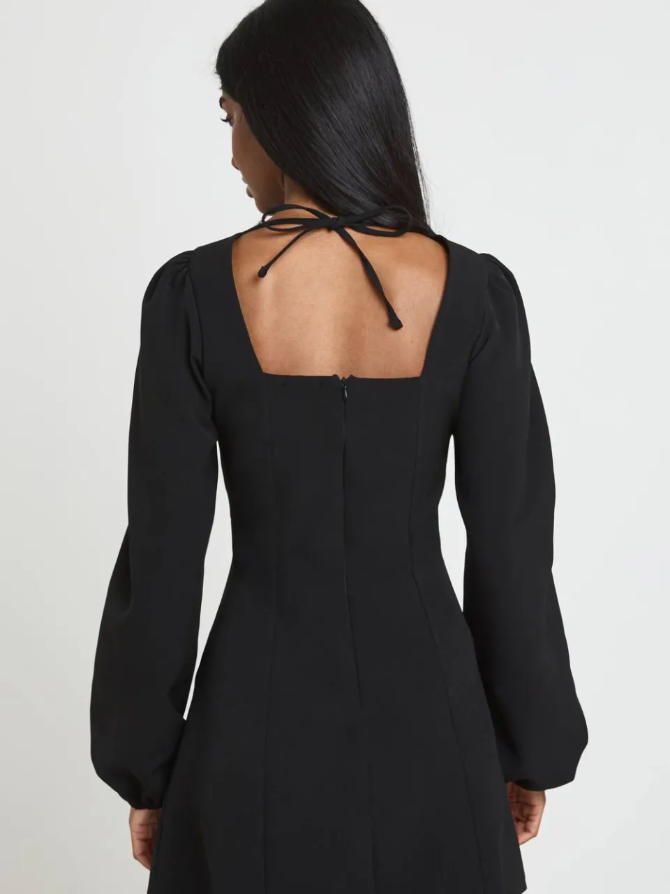 boohoo Dames Mini-jurk Met Volumineuze Mouwen En Fit & Flare Model zwart, foto 3