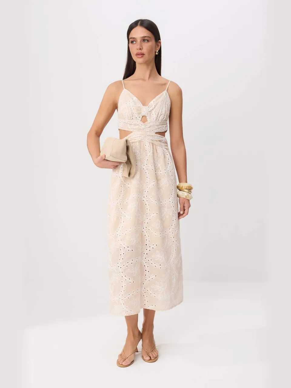Trendyol TRENDYOLMİLLA Dames Beige Effen Maxi Mouwloos A-lijn Jurken