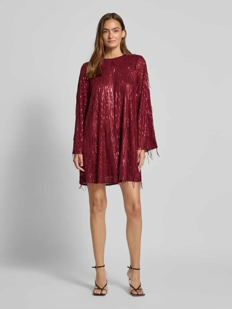 Yas mini-jurk met ronde hals model 'Lantra' bordeaux, foto 3