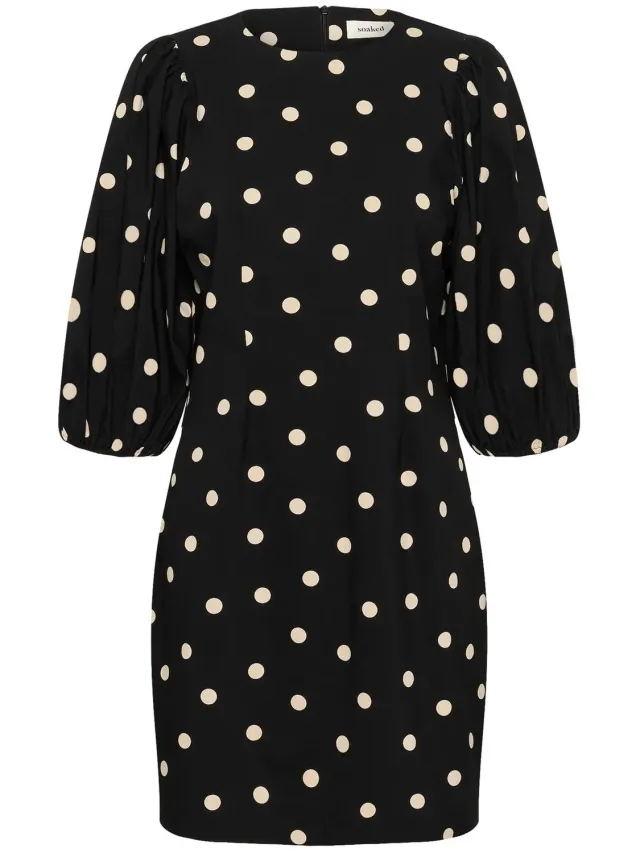 Damesjurk Soaked in Luxury SLZazu black w white dot print