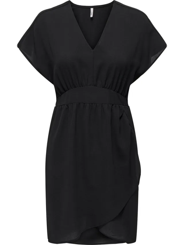 Only ONLNOVA LIFE VIS S/S TRACY DRESS SOLID Dames Jurk Black