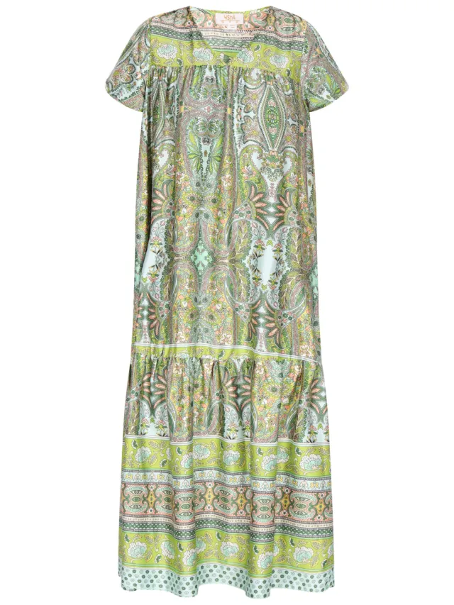 Usha Jurk Dames Lichtgroen Veelkleurig, foto 2