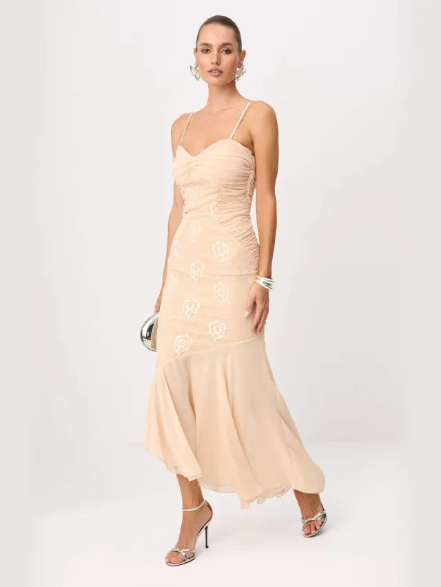 Trendyol TRENDYOLMİLLA Dames Roze Effen Maxi Mouwloos Feest Zeemeermin Avond & Gala Jurk