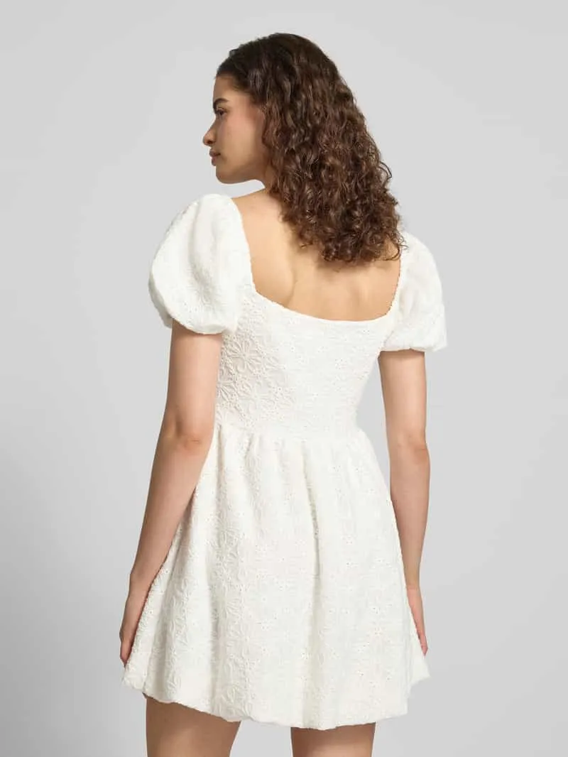 Gina Tricot mini-jurk met bloemige stitching met gaatjes offwhite, foto 3
