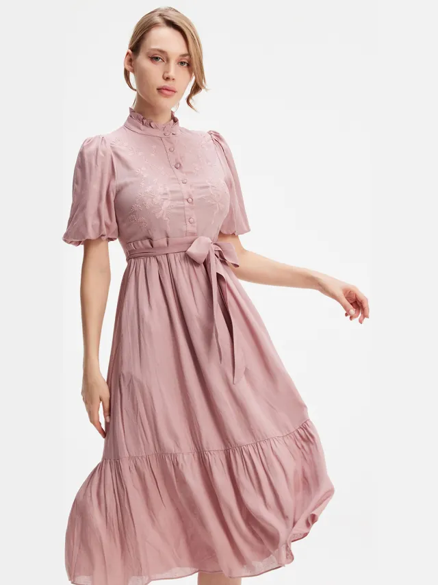 Smart & Joy Thee -jurk met gelaagde ruches Roze
