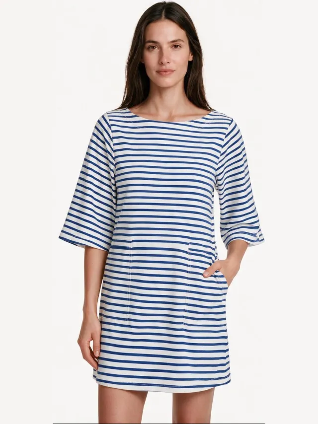 Imily Bela Dames Gestreepte Tuniekjurk met Driekwartmouwen blauw