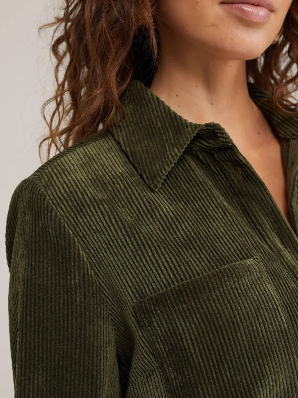 WE Fashion corduroy blousejurk met ceintuur - kaki, foto 3