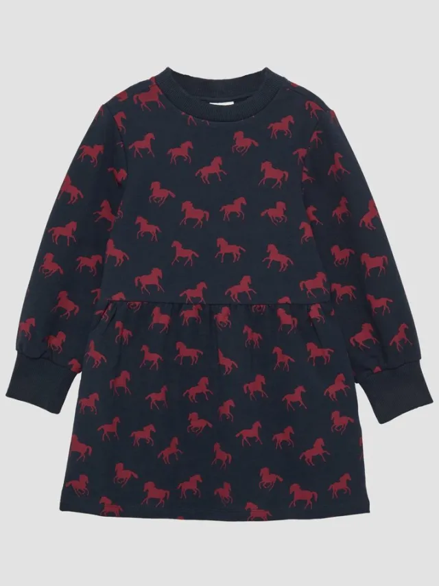 S.Oliver female - Korte sweatshirtjurk met een all-over print navy
