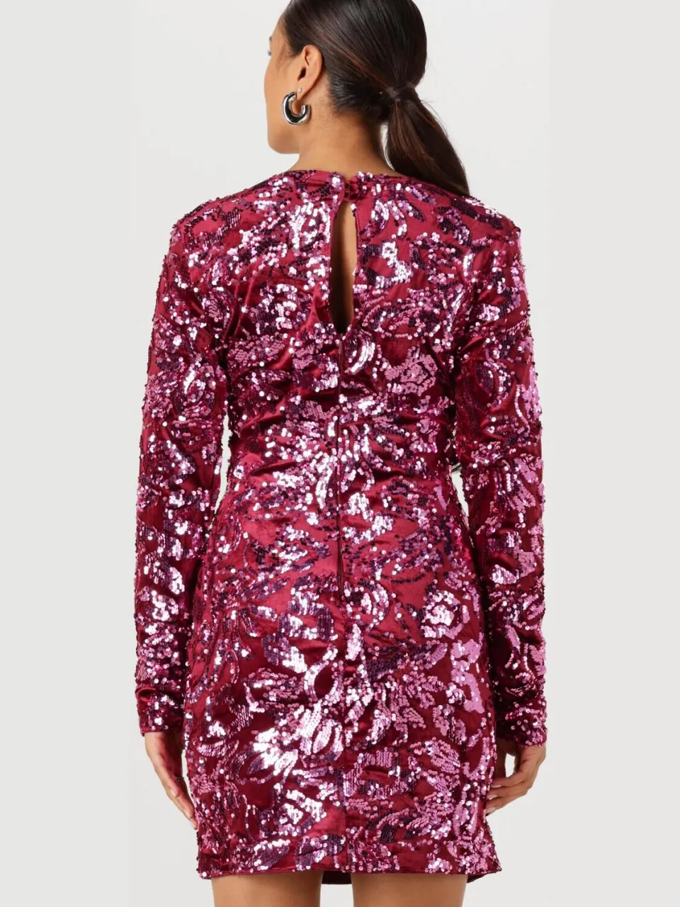 Y.A.S. YAS Dames Jurken Yasrococo Sl Sequin Dress - Bordeaux, foto 3