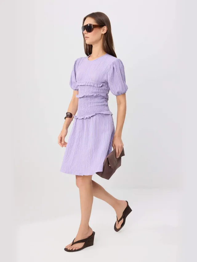 Trendyol TRENDYOLMİLLA Dames Paars Effen Kort / Mini Kort Bodycon Jurken Lila