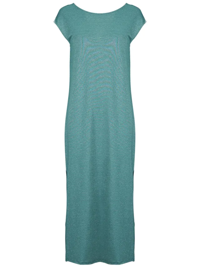 Vila Lange Jurk Vila VILUXI S/S REV GLITTER Blauw