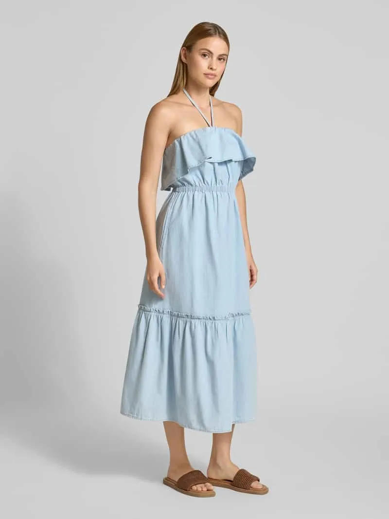 drykorn Jeansjurk met halternek model 'LUMIRA' lichtblauw, foto 3