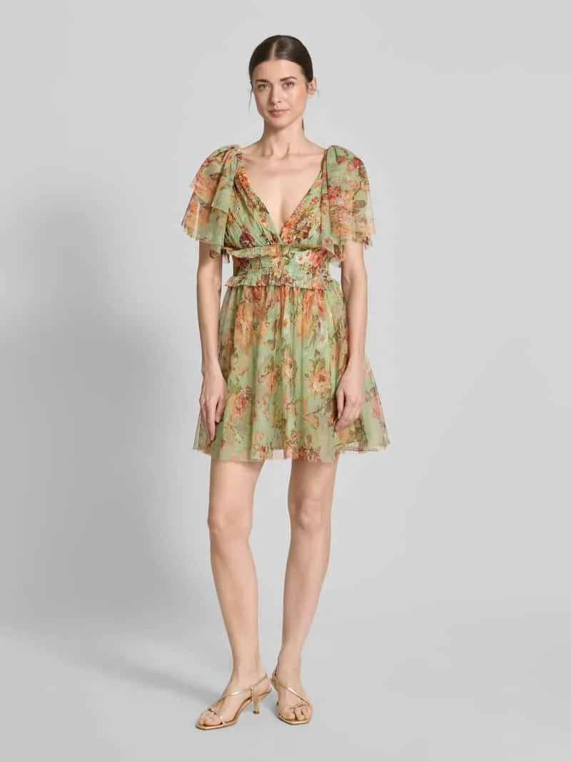 Lace & Beads Cocktailjurk met volantgarnering groen, foto 3