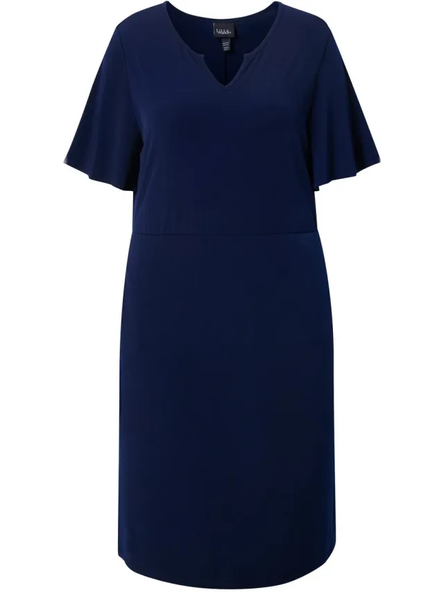 Ulla Popken Dames - Jersey maxi-jurk - Marine - Maat 46+