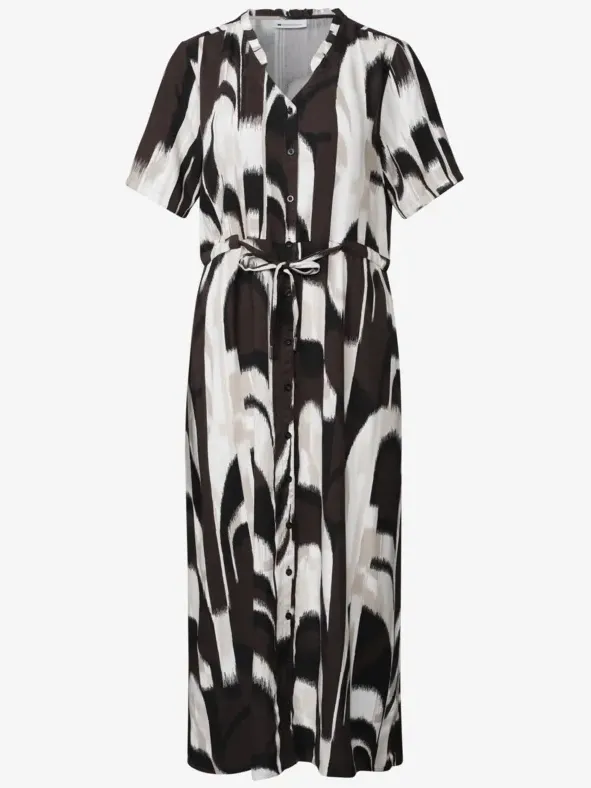 Street One Midi-jurk met V-hals en print bruin, foto 3