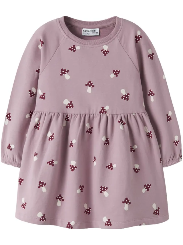 NAME IT MINI midi sweatjurk met print roze
