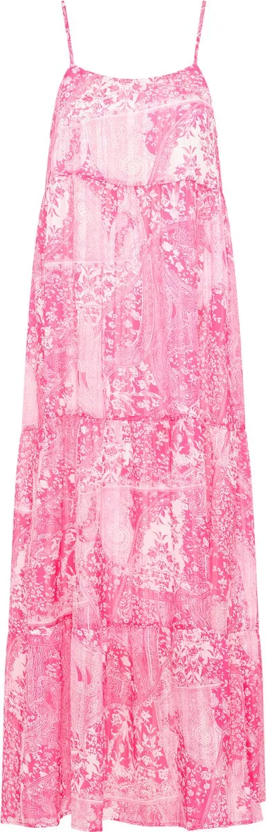 IZIA Maxi jurk roze wit