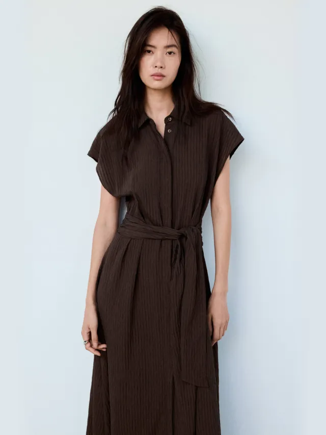 Mango blousejurk met ceintuur - bruin