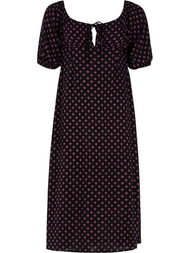 Protest Prtbente – Blousejurk Dames – Korte mouwen – Kuitlengte True Black