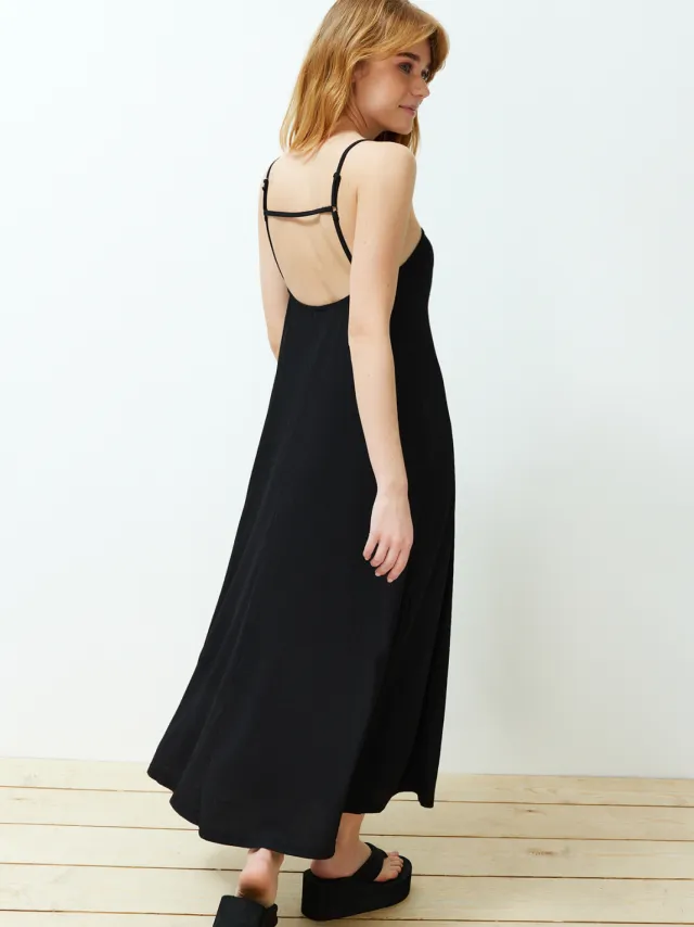 Trendyol TRENDYOLMİLLA Dames Zwart Effen Maxi Mouwloos Casual A-lijn Jurken, foto 2