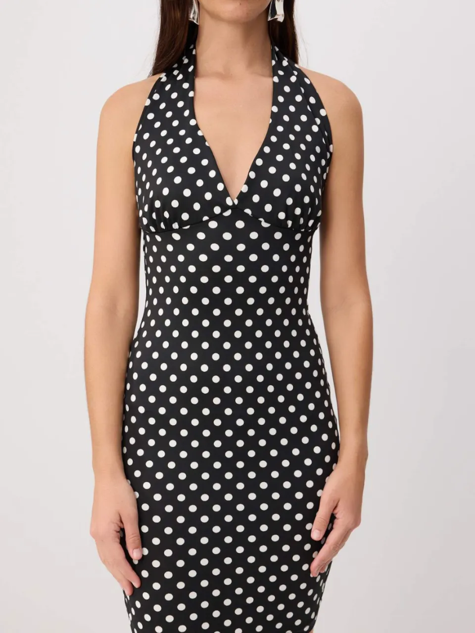 Trendyol TRENDYOLMİLLA Dames Zwart Stippen Kort / Mini Mouwloos Bodycon Jurken, foto 2