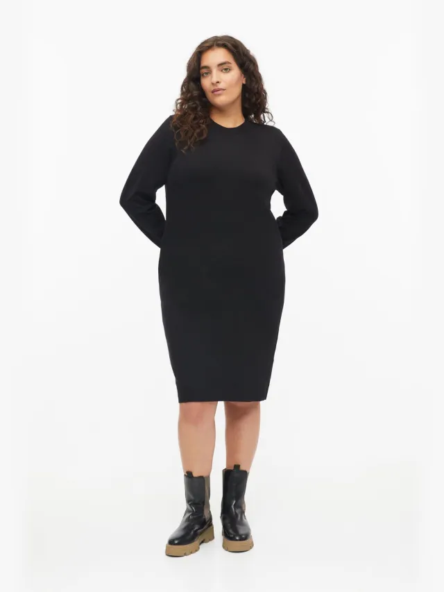 S.Oliver female - Gebreide jurk van een viscose-mix zwart