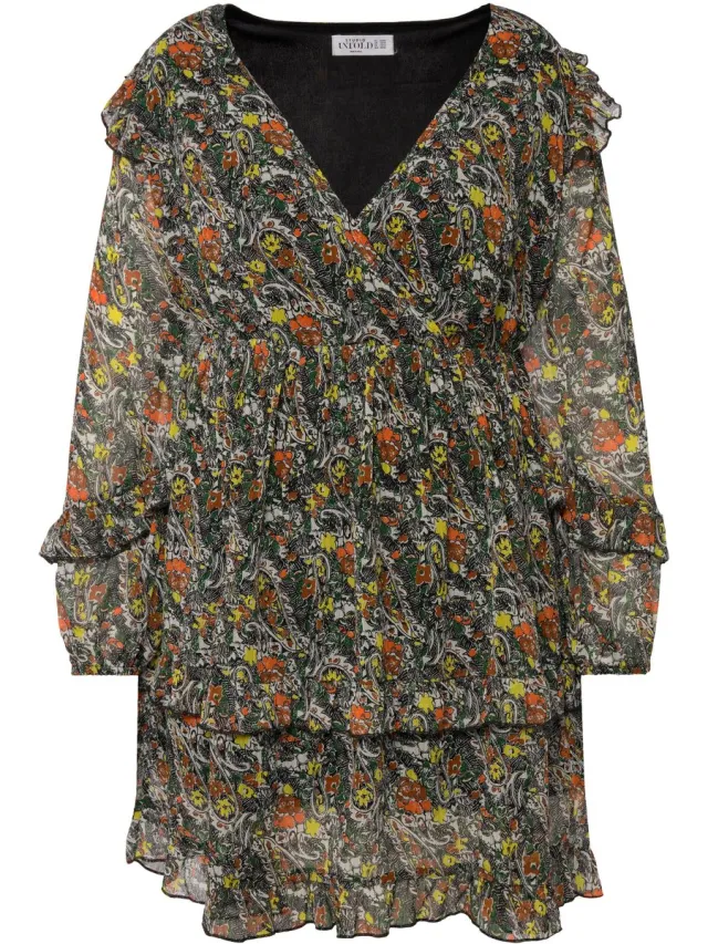 Studio Untold Dames - Chiffon mini-jurk - Grasgroen - Maat 46+