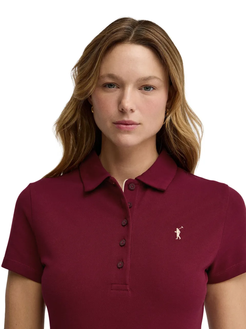 Polo Club Bordeauxrode korte jurk met korte mouwen, polokraag en Rigby Go-logo, foto 2