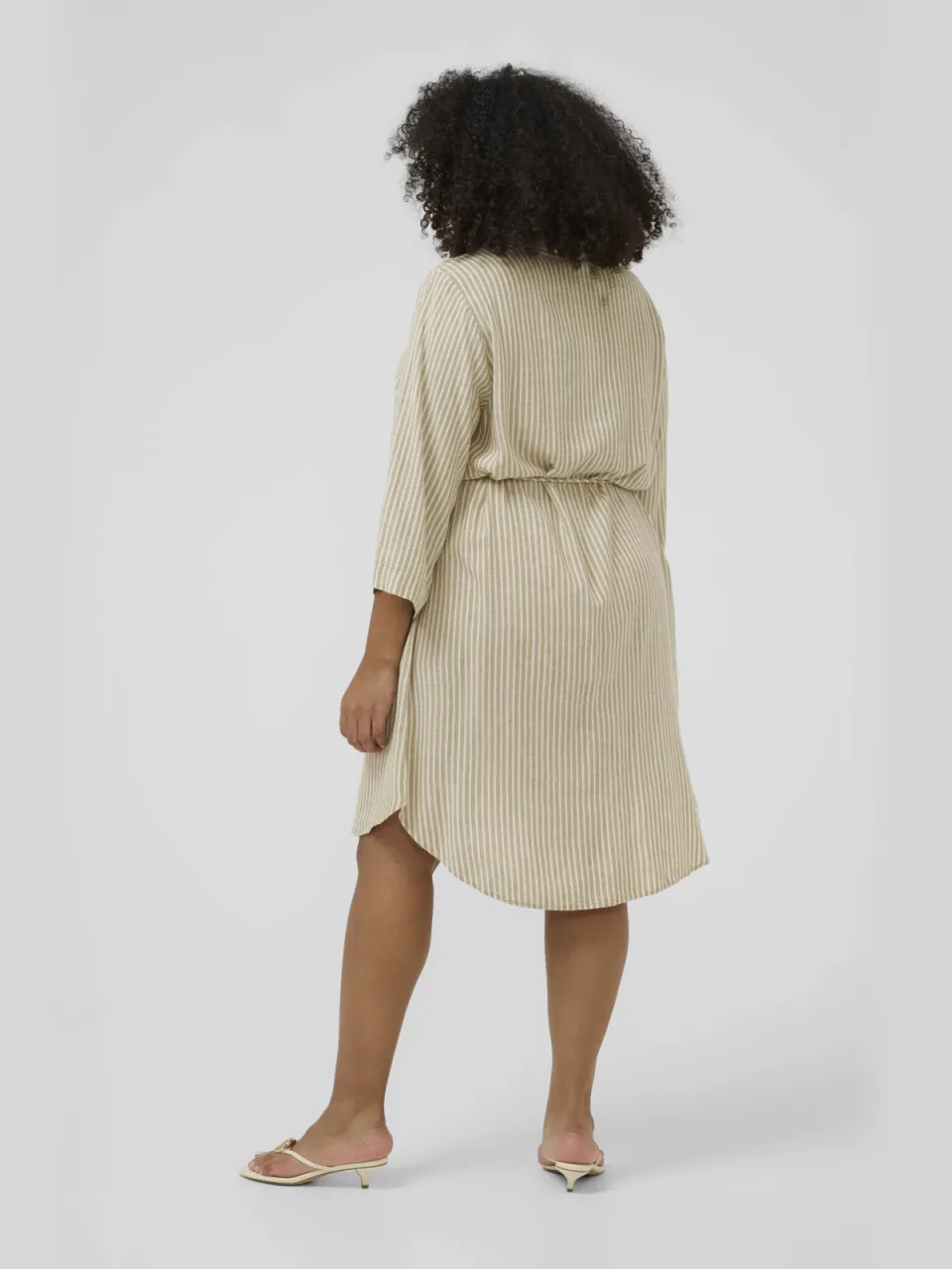 Kaffe Curve blousejurk met krijtstreep beige, foto 4