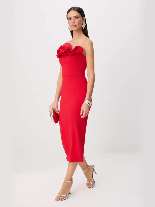 Trendyol TRENDYOLMİLLA Dames Rood Effen Maxi Mouwloos Bodycon Jurken