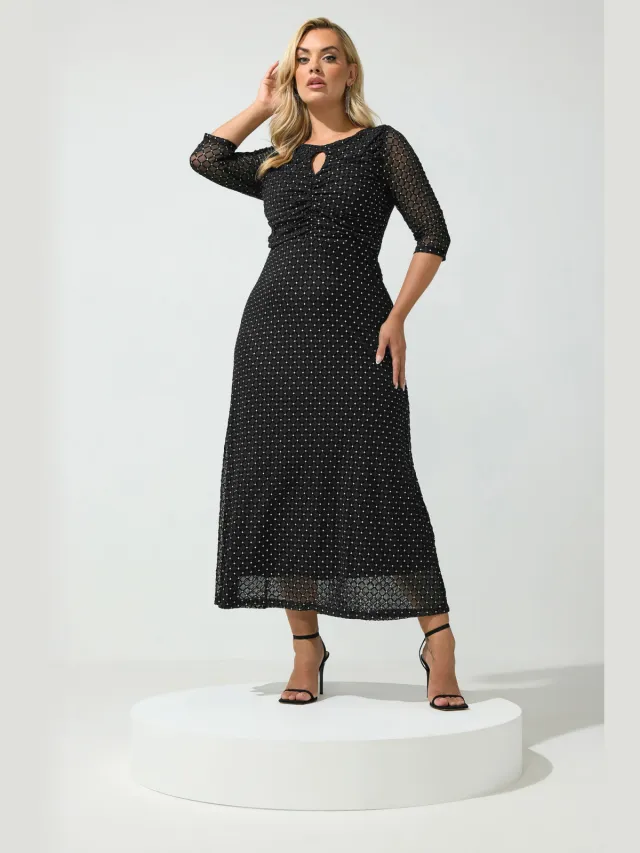 Yours London Yours Zwarte Maxijurk Met Glittersize 50 Black