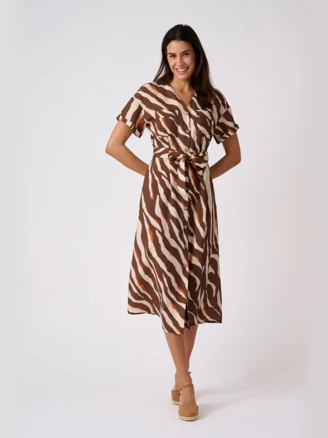Damart Climatyl dierenprint jurk - Dames - Bruin - 40