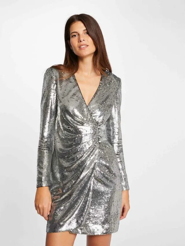 Morgan Wrap dress with sequins 222-Rbling - Color: Silver,Maat: 42