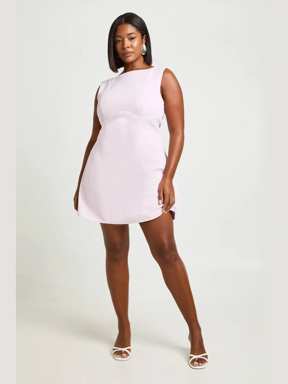boohoo Dames Plus Gestructureerde A-lijn Mini Jurk baby roze, foto 2