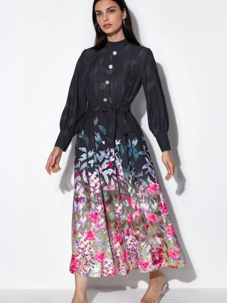 MSN Collection Florale Maxi Jurk met Ceintuur veelkleurig, foto 2