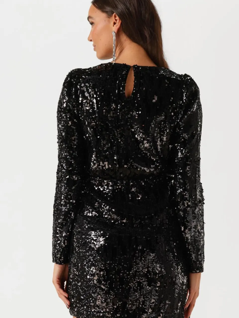 SELECTED WOMEN Dames Jurken Slfari-colyn Ls Short Sequins - Zwart, foto 3