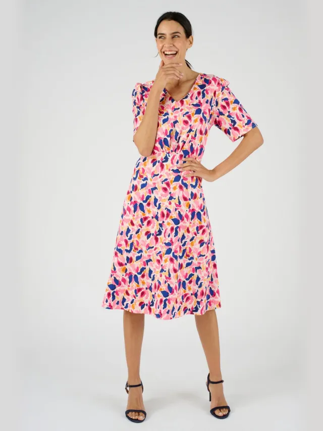 Damart Jurk met brede plooi en gedrapeerd effect - Dames - Wit - 48
