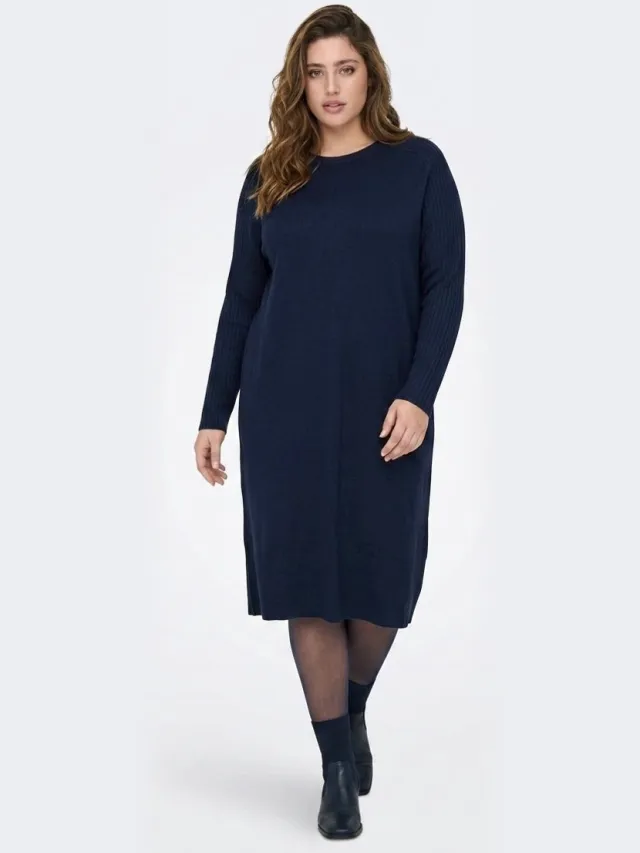 Only Carmakoma CARMEDDI LS CALF DRESS KNT - Meisjes - Mini jurken Night Sky