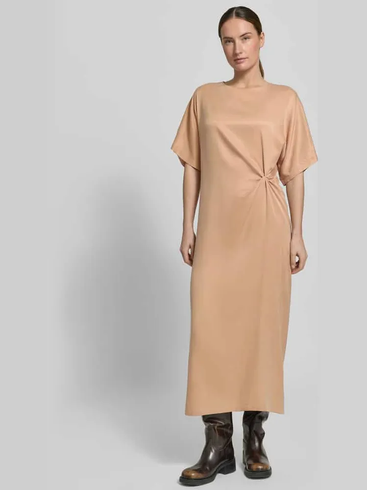 drykorn midi-jurk met knoopdetail model 'INDAH' Zalm