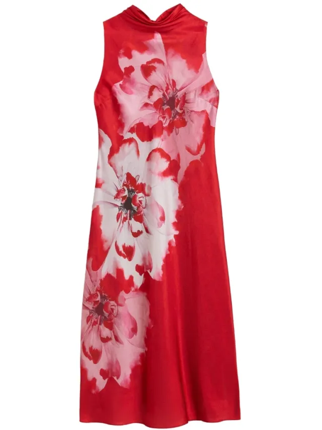 Ted Baker Aliara Bedrukte Rode Slipjurk Met Colkraag rood, foto 2