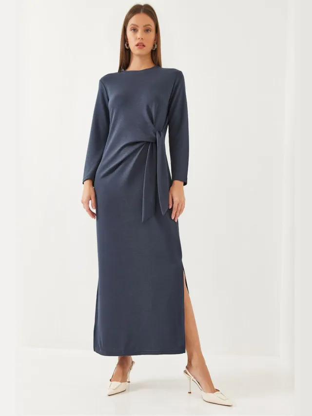 Bianco Lucci Maxi Jerseykleed met Strik Paars