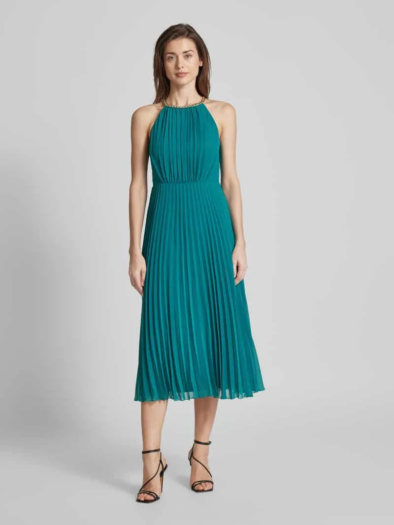 Jake*s Cocktail Knielange cocktailjurk met halter Grasgroen