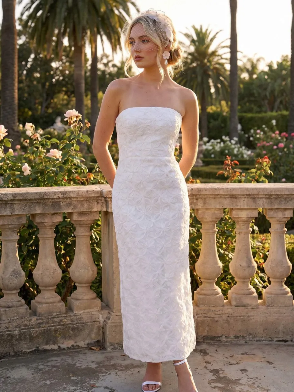 Trendyol TRENDYOLMİLLA Dames Wit Bloemen Midi Mouwloos Recht Jurken, foto 2