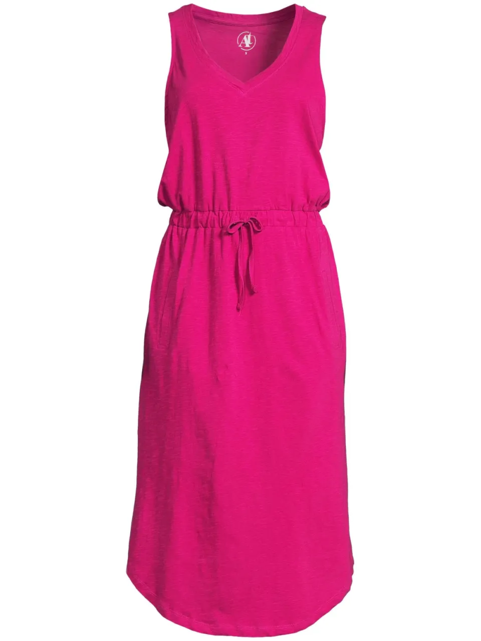 Anytime midi jurk met V-hals fuchsia, foto 2