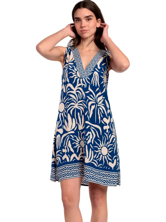 Admas Jurk Admas Mouwloze zomerjurk Sun Summer Blauw
