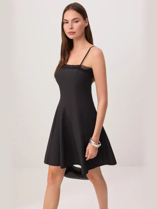 Trendyol TRENDYOLMİLLA Dames Zwart Effen Kort / Mini Mouwloos Skater Jurken