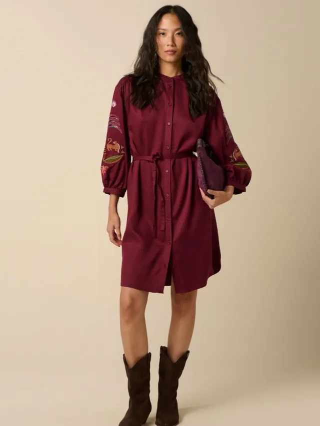 Sissy-Boy Donkerrode jurk met embroidery D.Rood