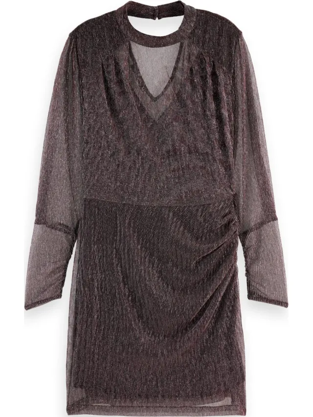Scotch & Soda LUREX HIGH NECK MINI DRESS Dames Jurk Berry