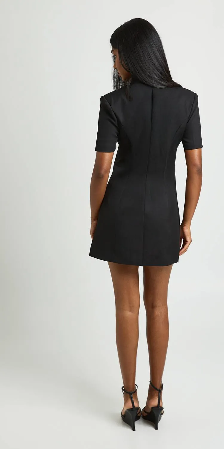 boohoo Dames Getailleerde Mini-jurk Met Hoge Hals En Knoopsluiting zwart, foto 3